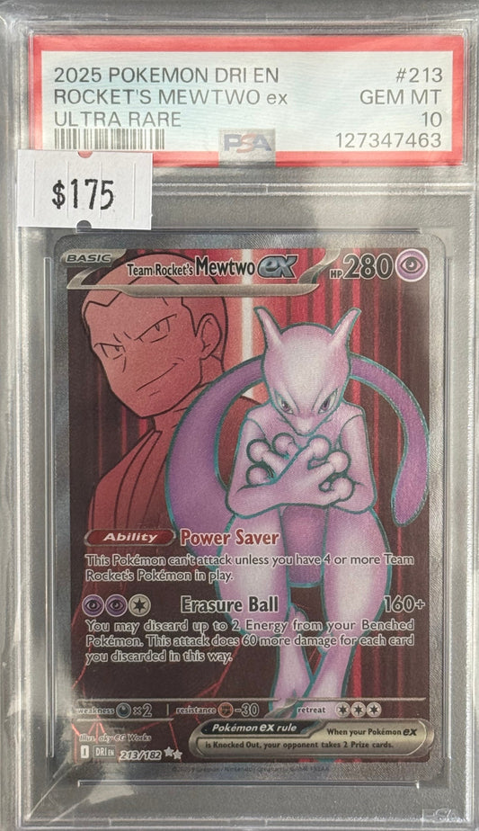 PSA: Pokémon TCG - GEM MT 10 - 2025 Pokemon DRI EN Rocket's MEWTWO EX Ultra Rare - #213
