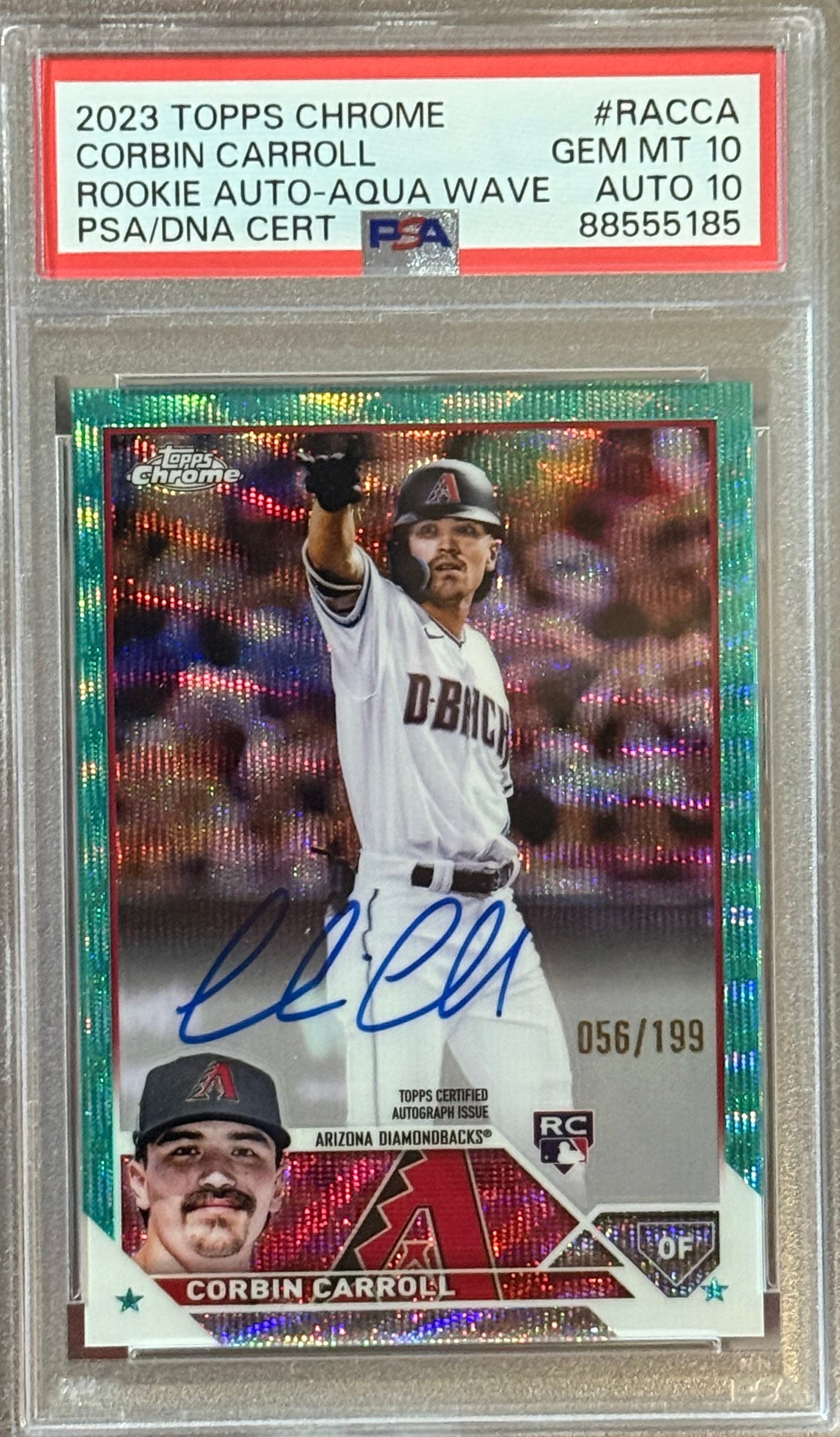 PSA: Baseball Cards - GEM MT 10 AUTO 10 - 2023 Topps Chrome Corbin Carroll Rookie Auto-Aqua Wave PSA/DNA Cert - #RACCA