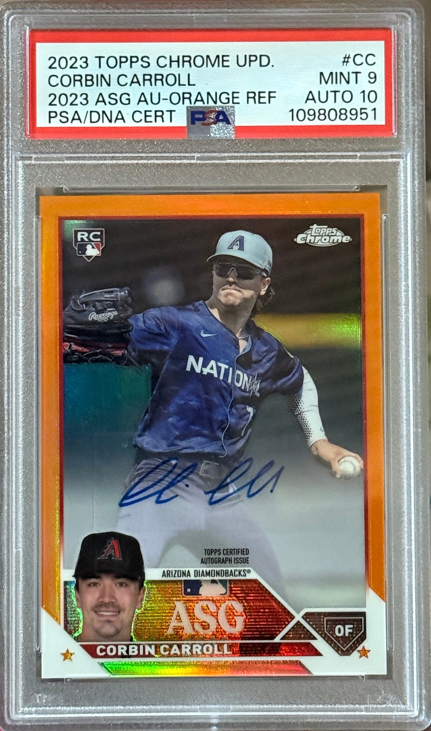 PSA: Baseball Cards - MT 9 AUTO 10 - 2023 Topps Chrome Upd. Corbin Carroll ASG AU-Orange Ref PSA/DNA Cert - #CC