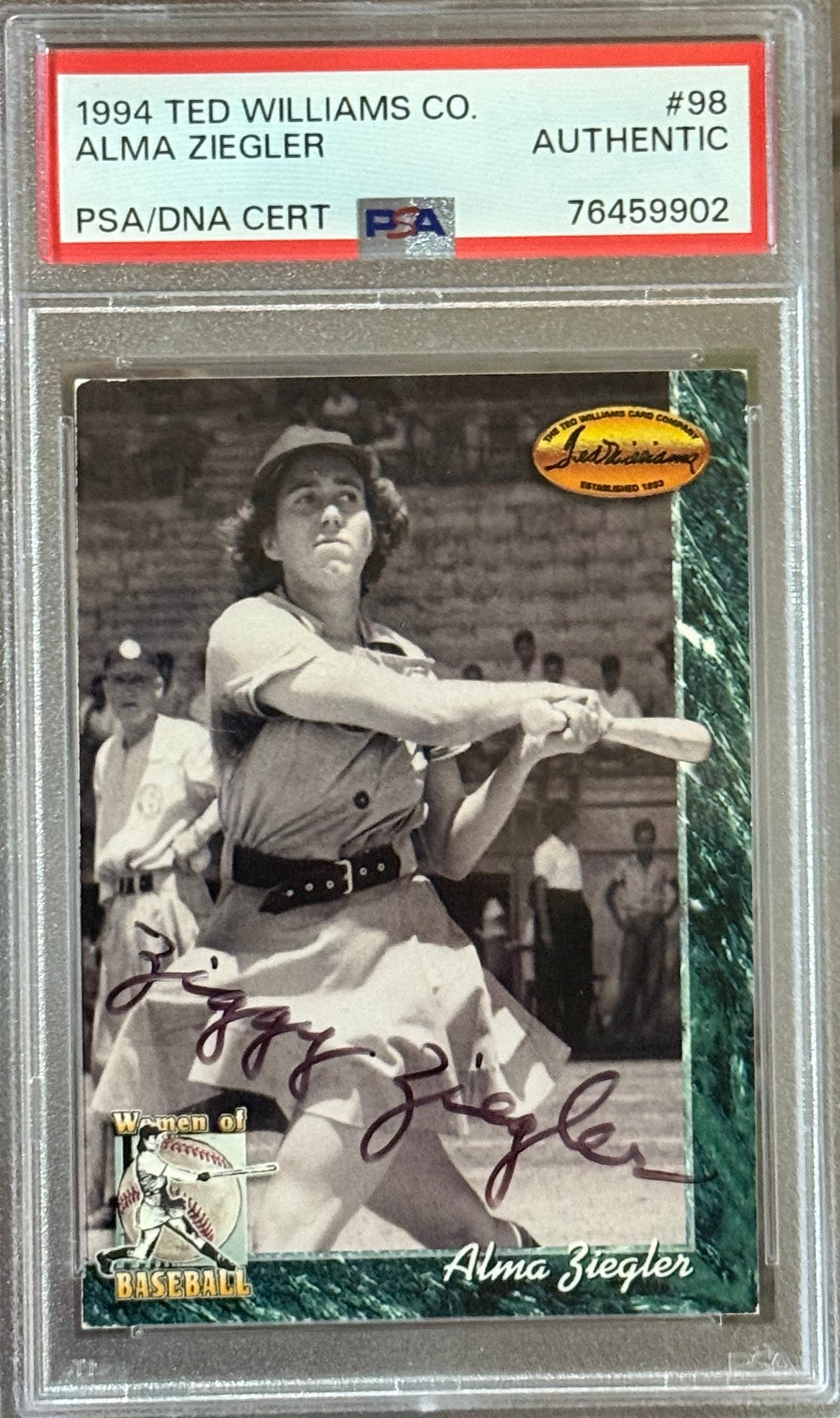 PSA: Baseball Cards - AUTHENTIC - 1994 Ted Williams Co. Alma Ziegler  PSA/DNA CERT - #98