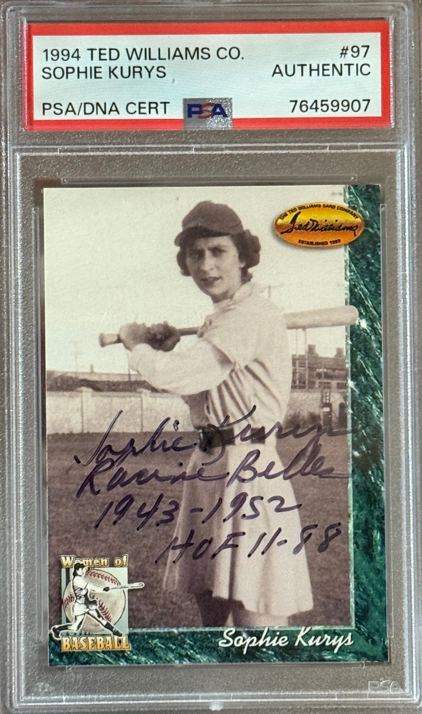 PSA: Baseball Cards - AUTHENTIC - 1994 Ted Williams Co. Sophie Kurys PSA/DNA Cert - #97