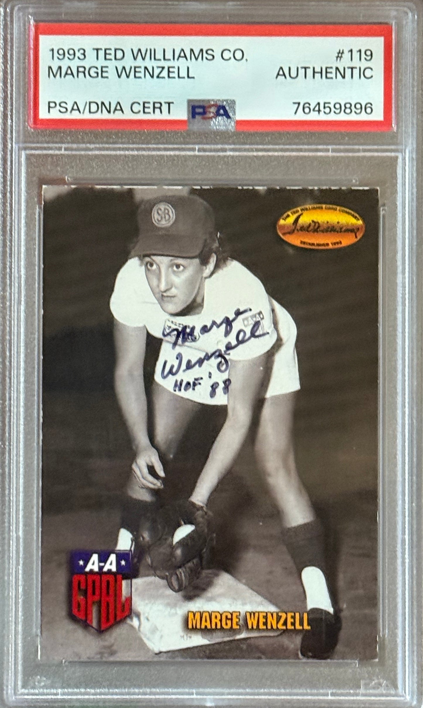 PSA: Baseball Cards - AUTHENTIC - 1993 Ted Williams Co. Marge Wenzell PSA/DNA Cert - #119