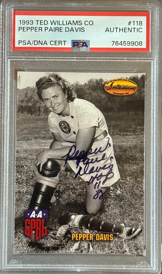 PSA: Baseball Cards - AUTHENTIC - 1993 Ted Williams Co. Pepper Paire Davis PSA/DNA Cert - #118