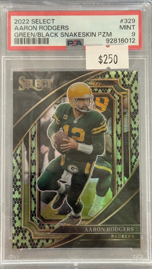 PSA: Football Cards - MINT 9 - 2022 Select Aaron Rodgers SnakeSkin 2/2