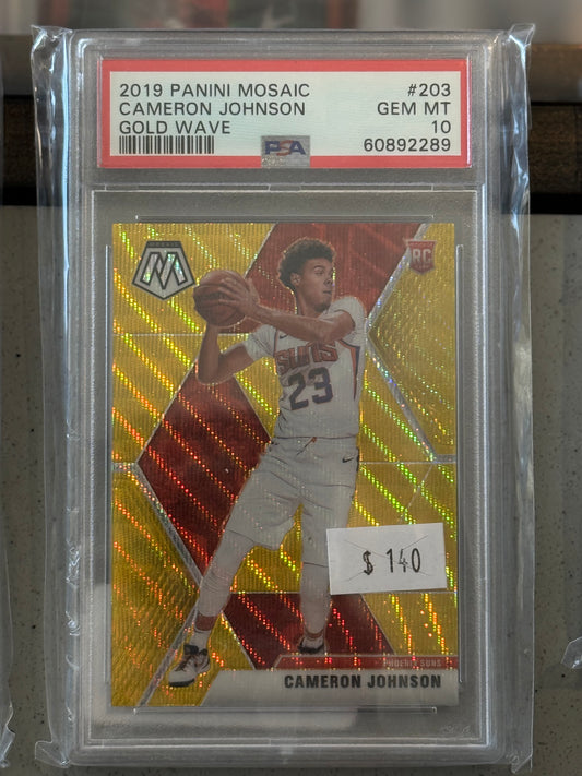 PSA: Basketball Cards - GEM MINT 10 - 2019 Panini Mosaic Gold Wave Cameron Johnson #203
