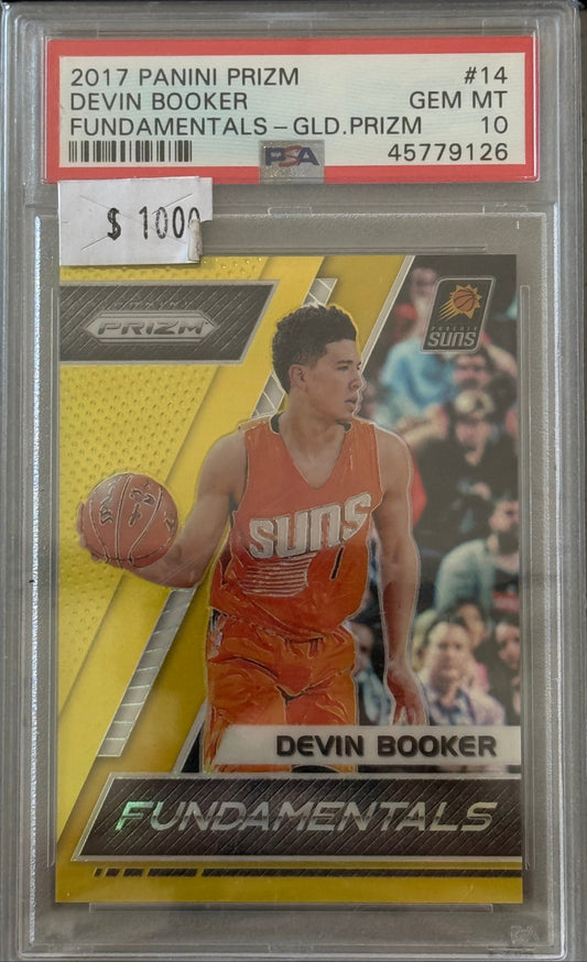 PSA: Basketball Cards - GEM MINT 10 - 2017 Panini Prizm Fundamentals Gold Prizm Devin Booker #14