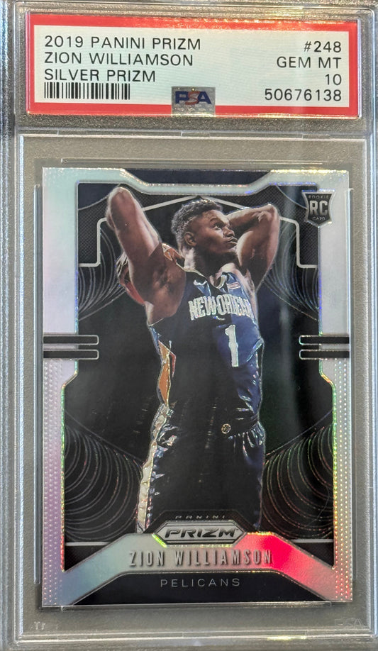 PSA: Basketball Cards - GEM MINT 10 - 2019 Panini Prizm Silver Prizm Zion Williamson #248