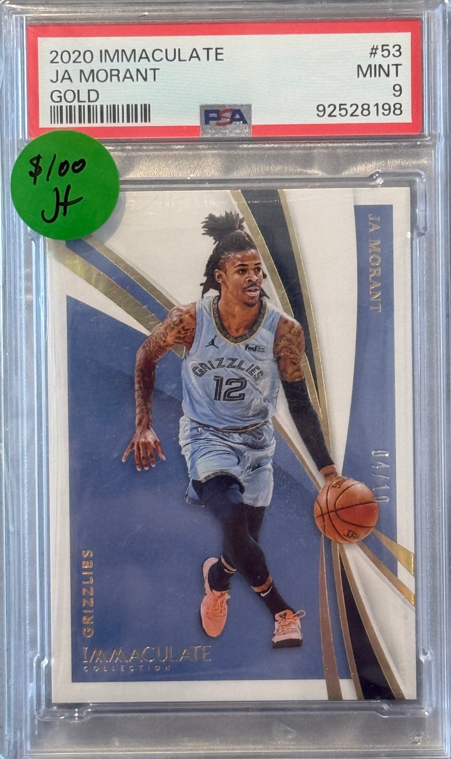 PSA: Basketball Cards - Mint 9 - 2020 Immaculate Ja Morant Gold