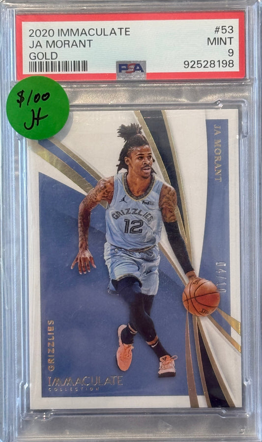 PSA: Basketball Cards - Mint 9 - 2020 Immaculate Ja Morant Gold