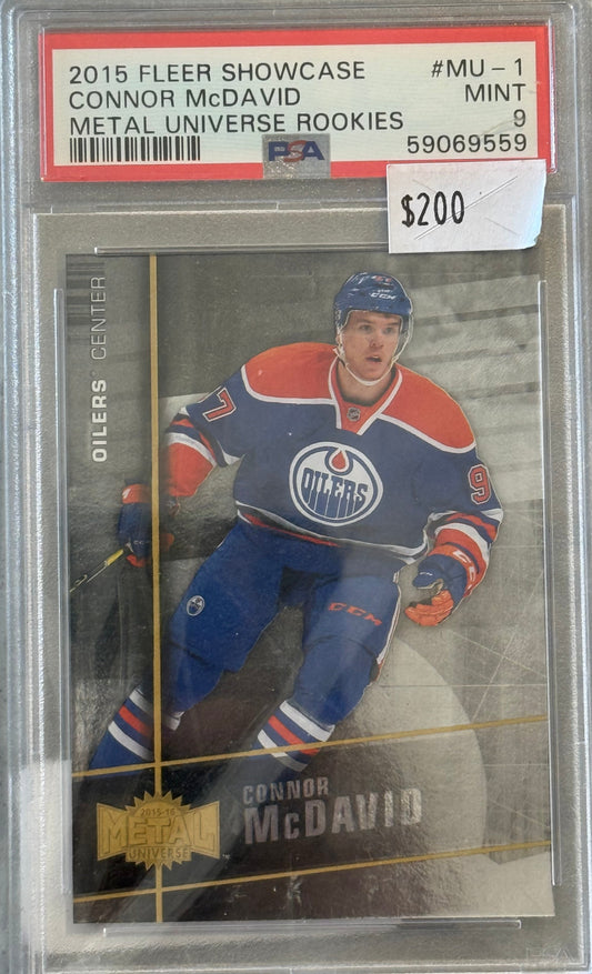 PSA: Hockey Cards - MINT 9 - 2015 Fleer Showcase Connor McDavid Metal Universe Rookies