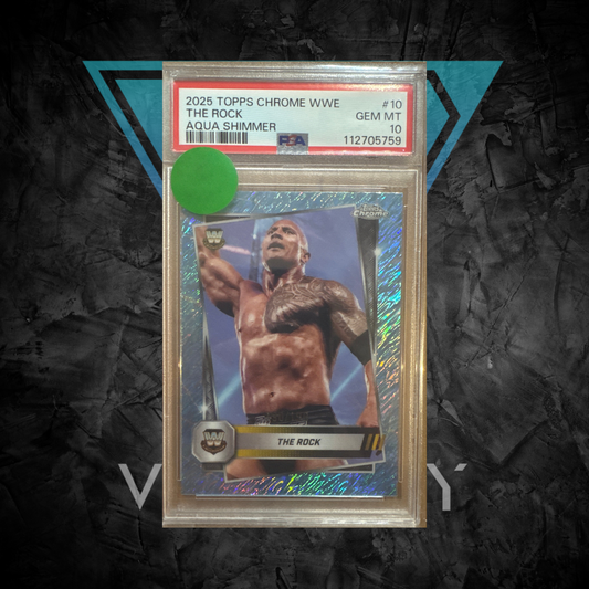 PSA: WWE Cards - GEM MINT 10 - 2025 Topps Chrome The Rock Aqua