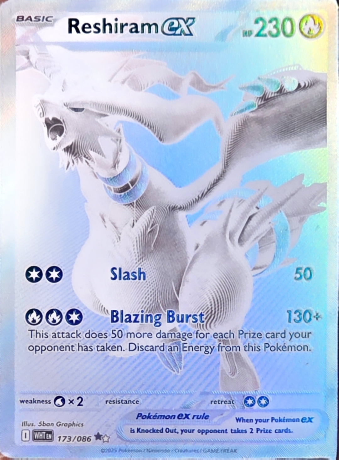 Singles: Pokemon Cards - Reshiram ex Black White Rare 173/086