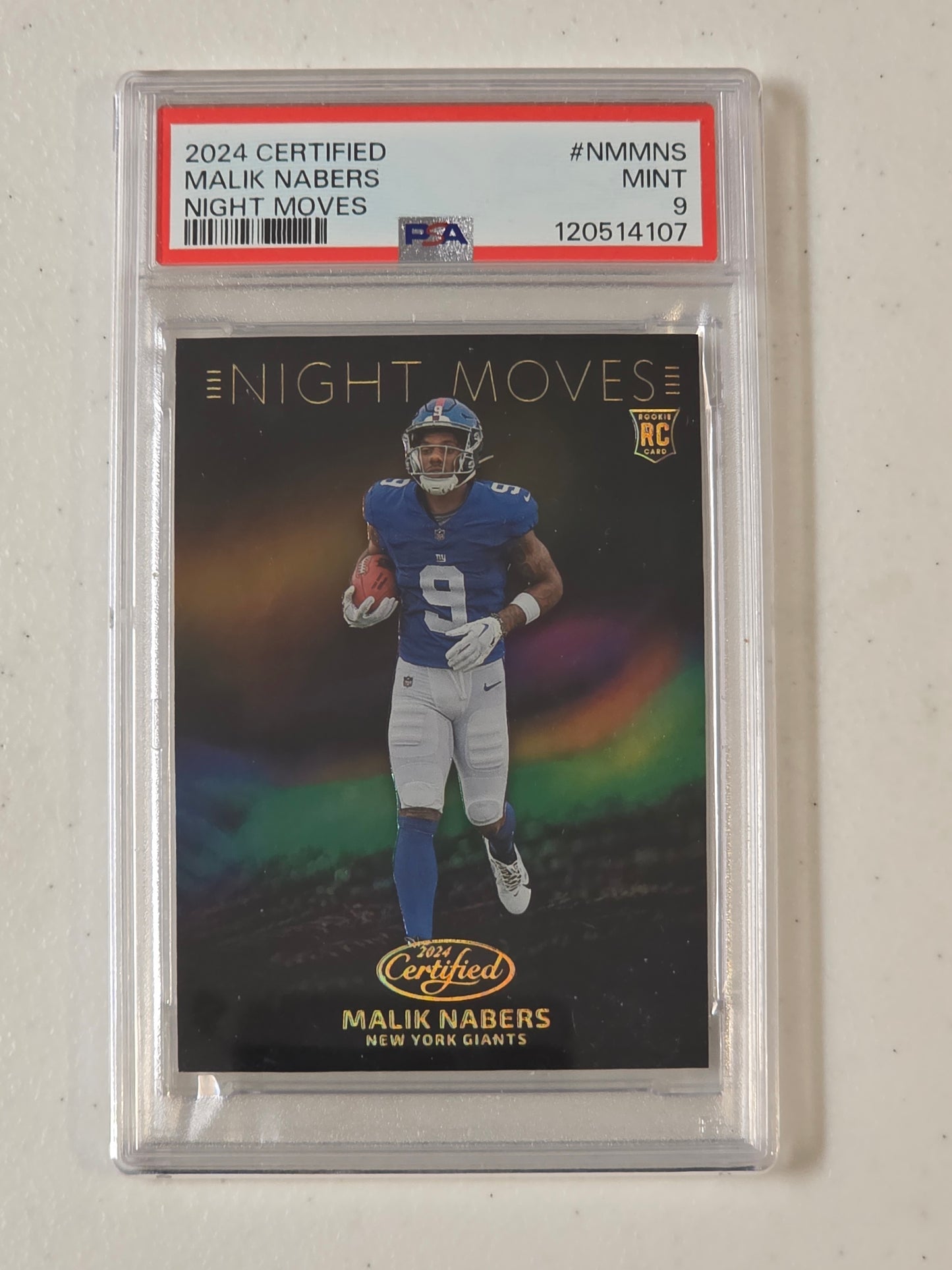 PSA: Football Singles- 2024 Certified Malik Nabers Night Moves SP PSA 9