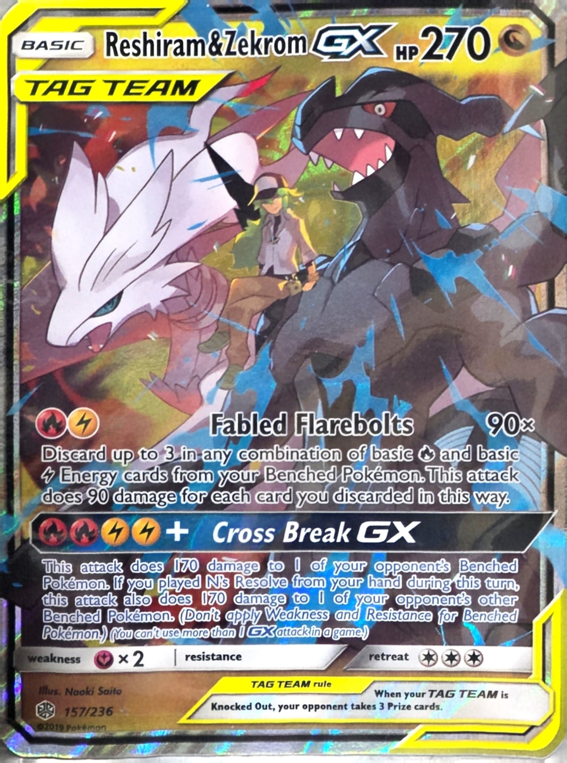 Singles: Pokemon Cards - Resihram & Zekrom GX 157/236