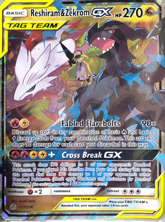 Singles: Pokemon Cards - Resihram & Zekrom GX 157/236