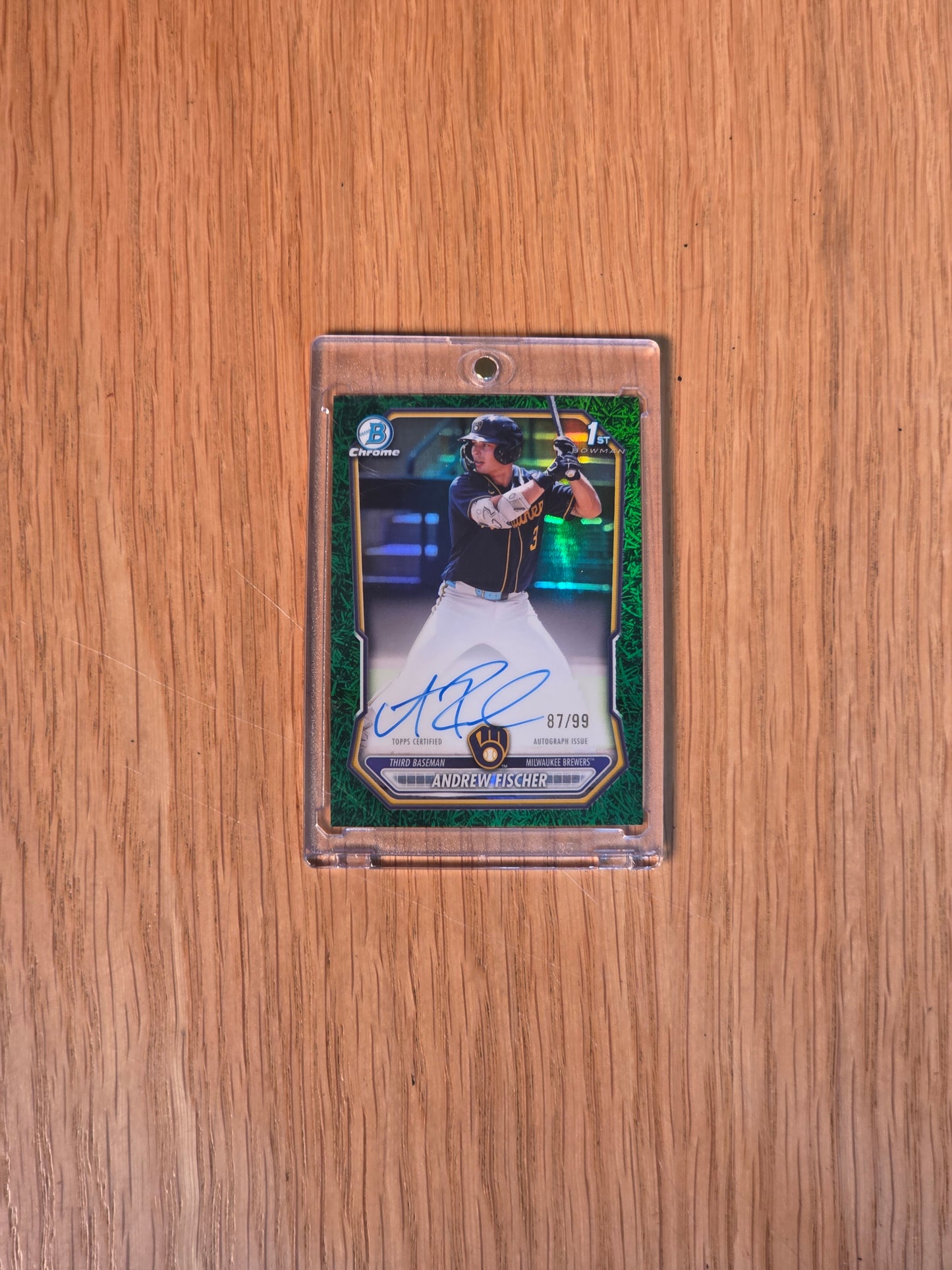 Singles: Baseball Cards- 2026 Bowman Baseball Andrew Fischer Green Grass Auto /99