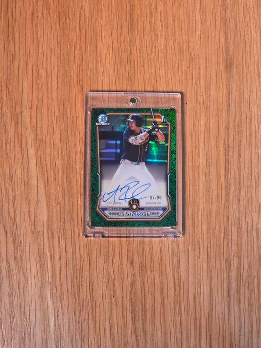 Singles: Baseball Cards- 2026 Bowman Baseball Andrew Fischer Green Grass Auto /99