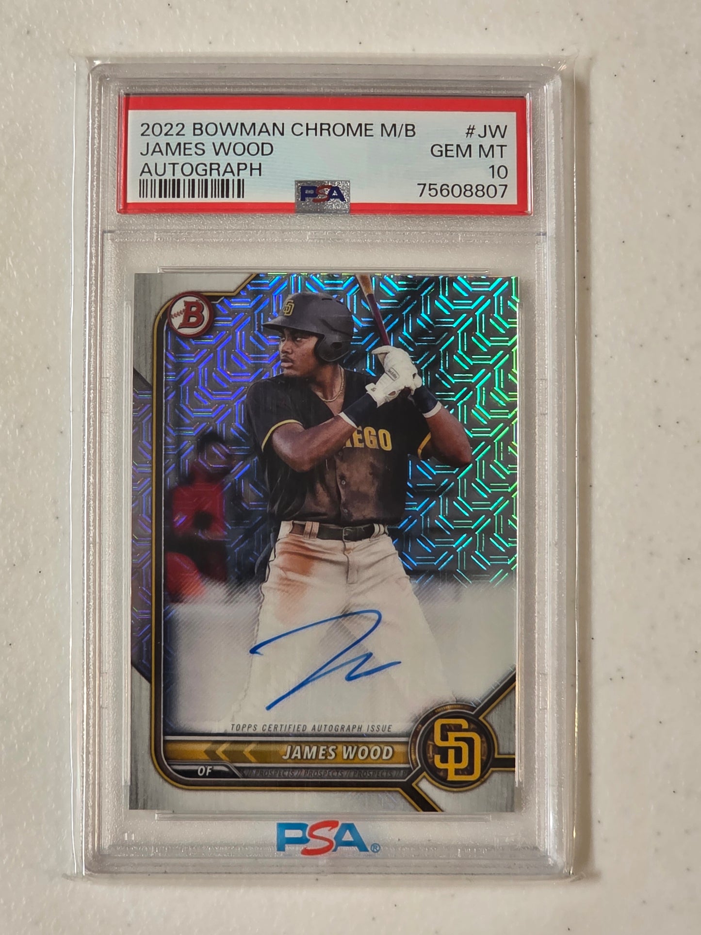 PSA: Baseball Cards- 2022 Bowman Chrome Mega Box James Wood Mojo Auto PSA 10