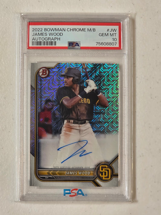 PSA: Baseball Cards- 2022 Bowman Chrome Mega Box James Wood Mojo Auto PSA 10