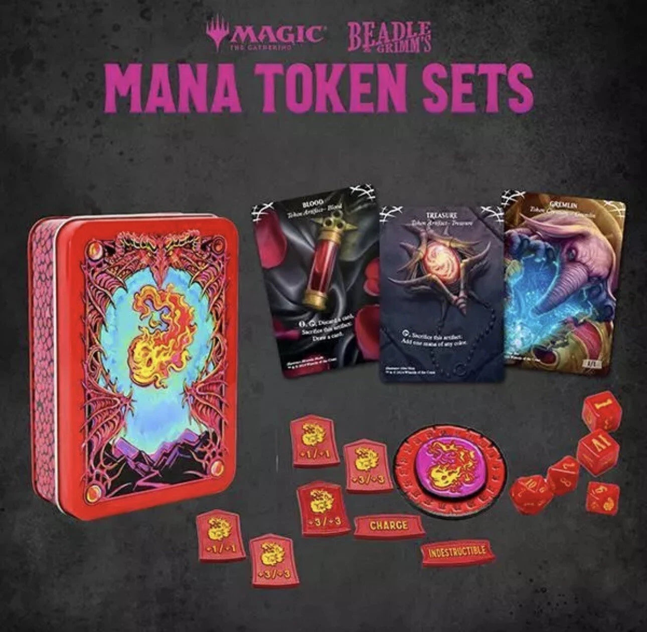 Magic the Gathering: MTG - Token Set – Red Mana Metal Token Set